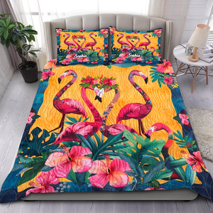 Personalized Gifts For Christmas Flamingo Quilt Bed Set 04HUPU051124