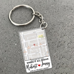 Where It All Began, Couple Gift, Personalized Keychain, Map Custom Image Couple Keychain - Keychains - GoDuckee