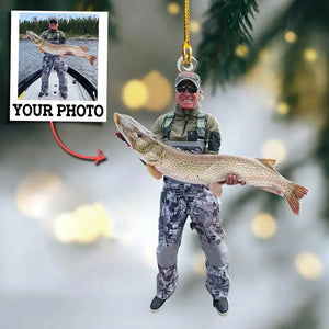 Custom Photo Gifts For Fishing Lovers, Upload Fishing Photo Christmas Ornament 20pgvp140924 - Ornament - GoDuckee