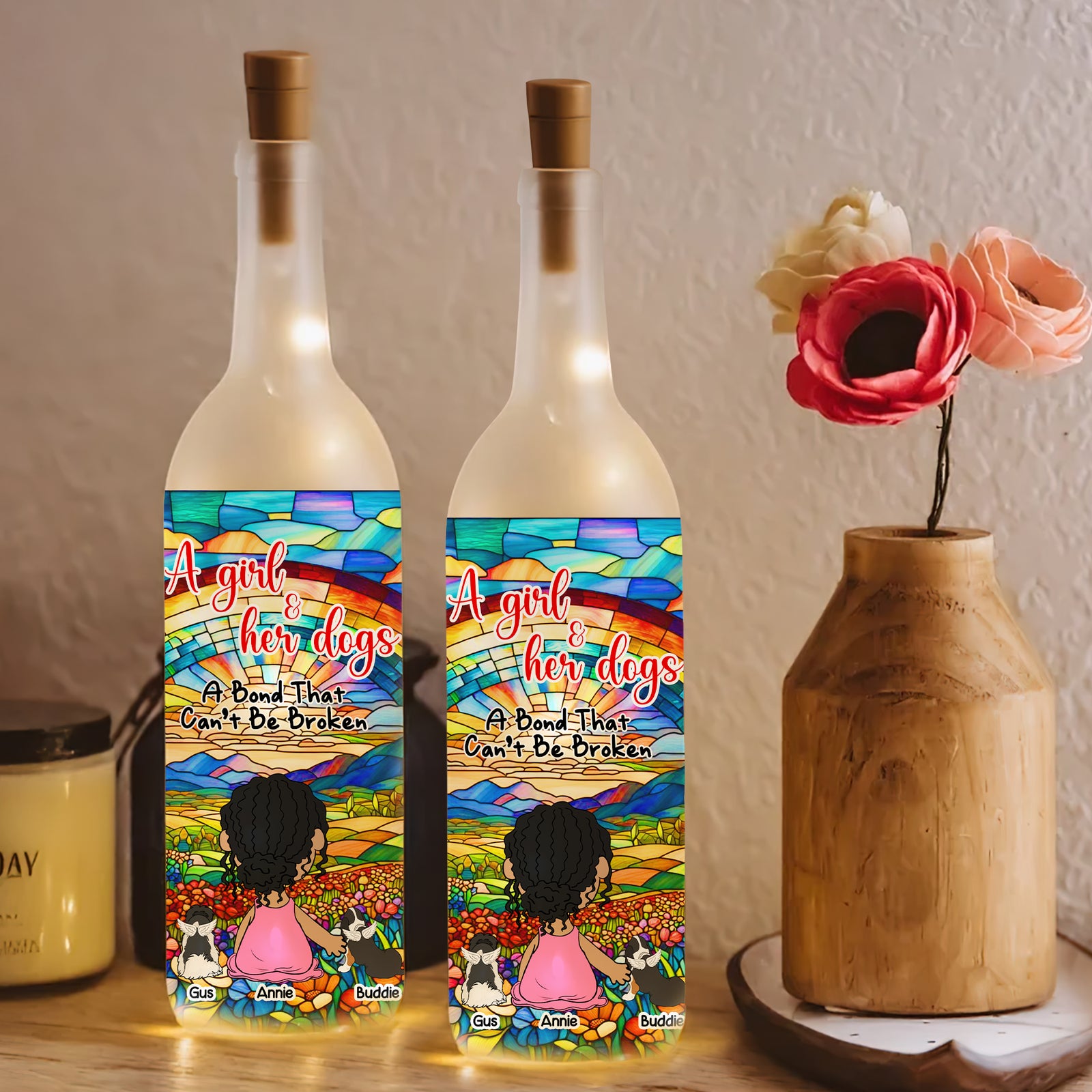 Personalized Gifts For Dog Lovers Bottle Lamp, A Bond Can't Be Broken 04KALU170225HG - Bottle Lamp - GoDuckee