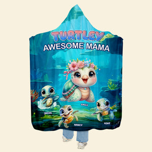 Personalized Gifts For Mom Wearable Blanket Hoodie Turtley Awesome Mama - Blankets - GoDuckee