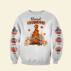 Personalized Gifts For Grandma Shirt, Halloween Gnome Pumpkin 02NAPU260824 - AOP Products - GoDuckee