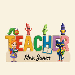 Teacher Book Character Acrylic Plaque - Personalized Gifts For Teacher 04NATN070525 - Shaped Plaques - GoDuckee