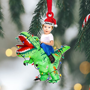 Custom Photo Gifts For Kids Christmas Ornament 01natn300824 Funny Kid Riding - Ornament - GoDuckee