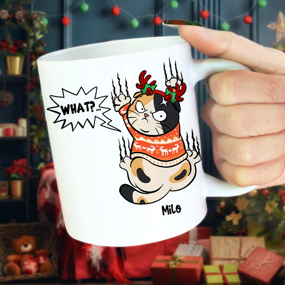 Grumpy Cat, Gift For Cat Lover, Personalized Mug, Cat Scratching Mug, Christmas Gift - Coffee Mug - GoDuckee