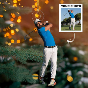 Custom Photo Gifts For Golfers, Upload Playing Golf Photo Christmas Ornament 11pgvp140924 - Ornament - GoDuckee