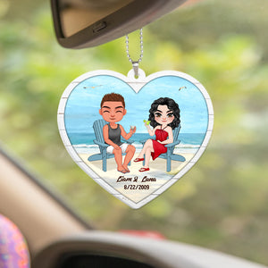 Gift For Couple, Personalized Car Ornament, Beach Couple Ornament, Anniversary Gift - Ornament - GoDuckee