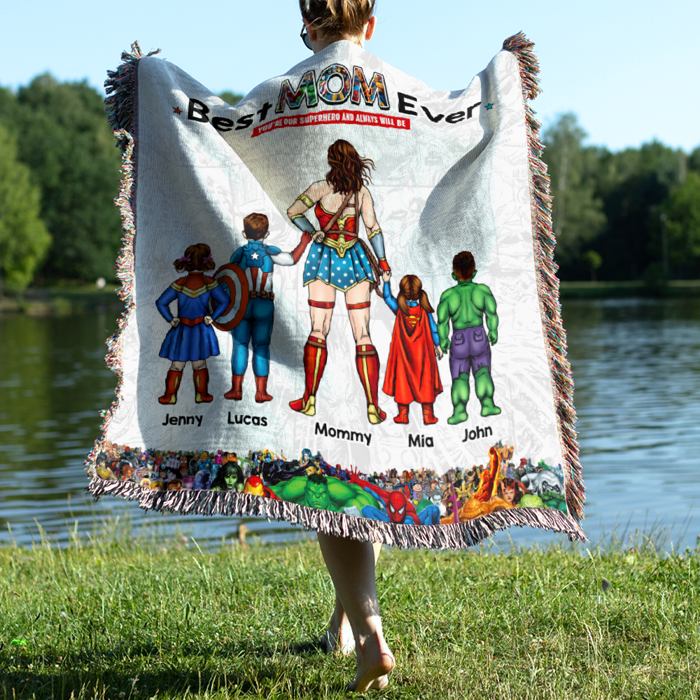 Personalized Gifts For Mom Woven Blanket Mother's Day Best Super Mom Ever 05ACHU030425PA - Blanket - GoDuckee