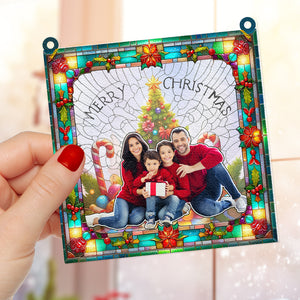 Custom Photo Gifts For Family Christmas Suncatcher Ornament 01NAHU270824 - Ornament - GoDuckee