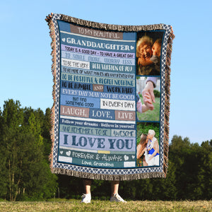 I Love You Forever & Always-Custom Photo Woven Blanket-Gift For Family- Family Blanket - Blanket - GoDuckee