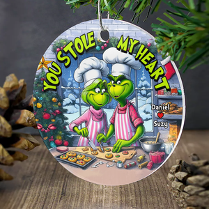 Personalized Gift For Couples, Round Acrylic Ornament 01huhu240924 Couple Baking In The Kitchen Cookies For Christmas - Ornament - GoDuckee