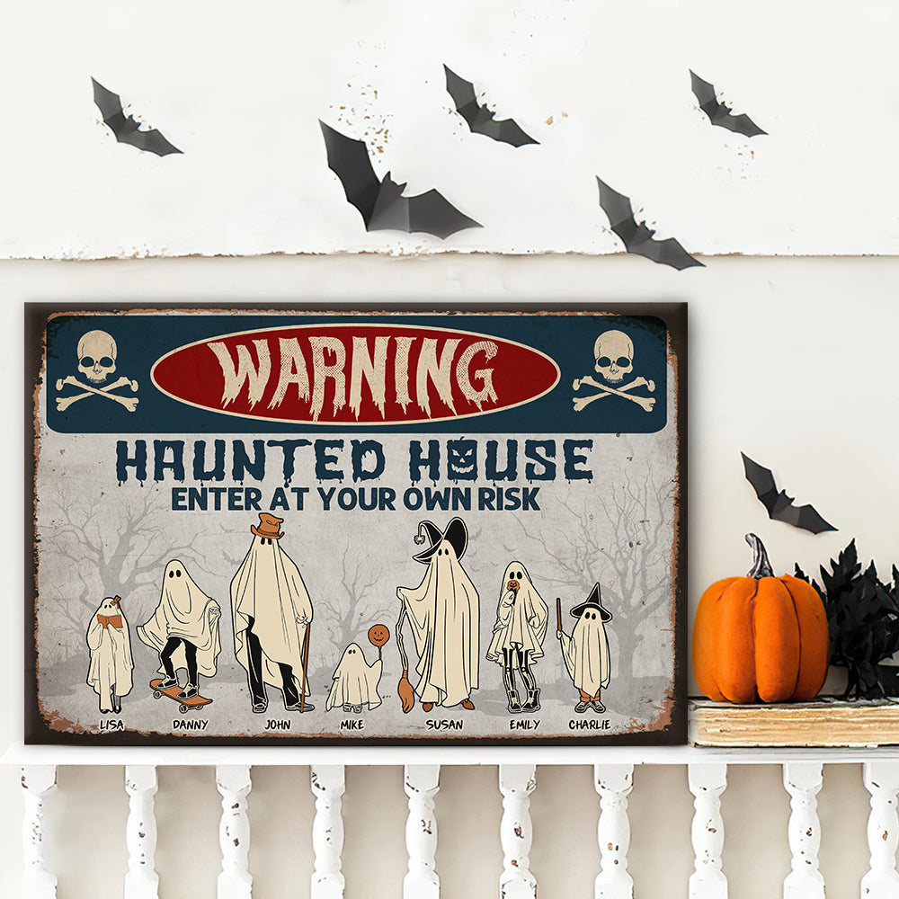 Haunted House, Gift For Family, Personalized Doormat, Ghost Family Dootmat, Halloween Gift - Doormat - GoDuckee