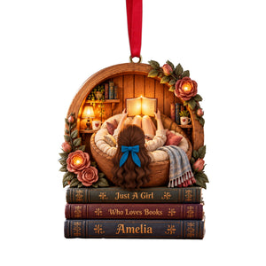 Book Lover Girl Ornament - Personalized Gifts For Bookworm Christmas Ornament 04PALU170926