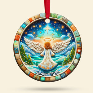 Personalized Memorial Gifts For Family Ceramic Christmas Ornament 03hupu210824 Angel Wings Girl - Ornament - GoDuckee