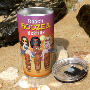 Beach Booze Besties Drunk Stories - Personalized Tumbler, Gift For Friends- Summer Friends - Tumbler Cup - GoDuckee