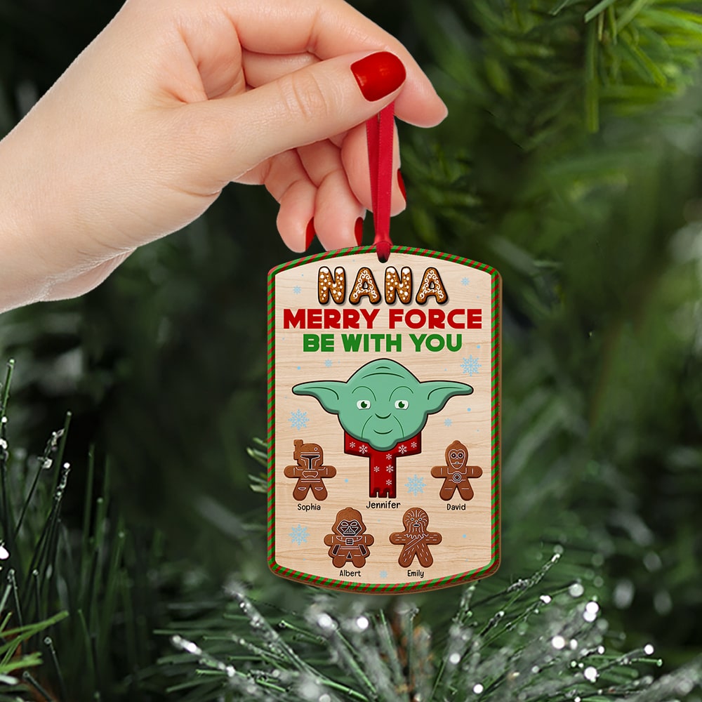 Nana Merry Force Be With You-Personalized Wood Ornament - PW17-ORNM-WOOD-04htqn070823 - Ornament - GoDuckee