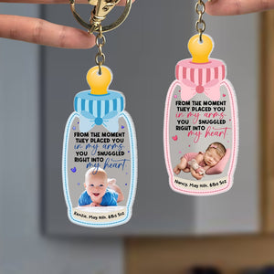 From the Moment They Placed You in My Arms, You Snuggled in My Heart- Custom Photo Keychain -Newborn Baby Gift - Keychains - GoDuckee
