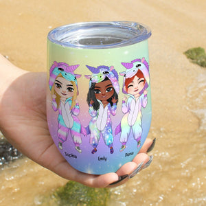 Unicorn Friends Are Filled With Flaws And Attitude - Personalized Wine Tumbler- Gift For Friends - Wine Tumbler - GoDuckee
