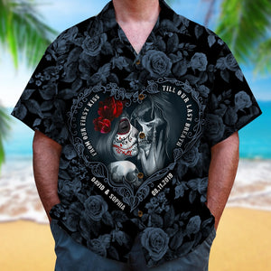 From Our First Kiss Till Our Last Breath-Personalized Hawaiian Shirt- Gift For Couple- Skull Couple Hawaiian Shirt - Hawaiian Shirts - GoDuckee