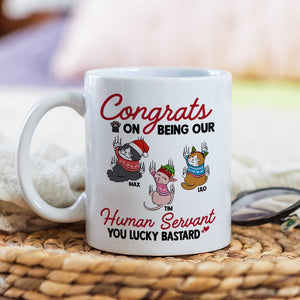 Cats, Our Human Servant, Personalized Mug, Christmas Gifts For Cat Lovers - Coffee Mug - GoDuckee