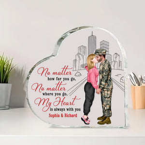 My Heart Is Always With You- Personalized Acrylic Plaque- Military Couple Gift - Decorative Plaques - GoDuckee