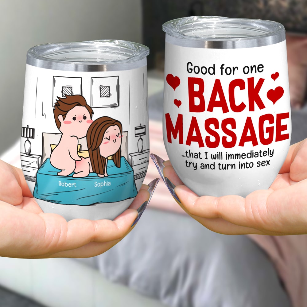 Good For One Back Massage- Gift For Couple-Personalized Wine Tumbler-Funny Couple Wine Tumbler - Coffee Mug - GoDuckee