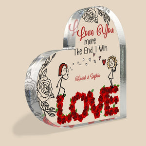 Couple I Love You More The End I Win, Personalized Heart Plaque, Gift For Couple - Decorative Plaques - GoDuckee