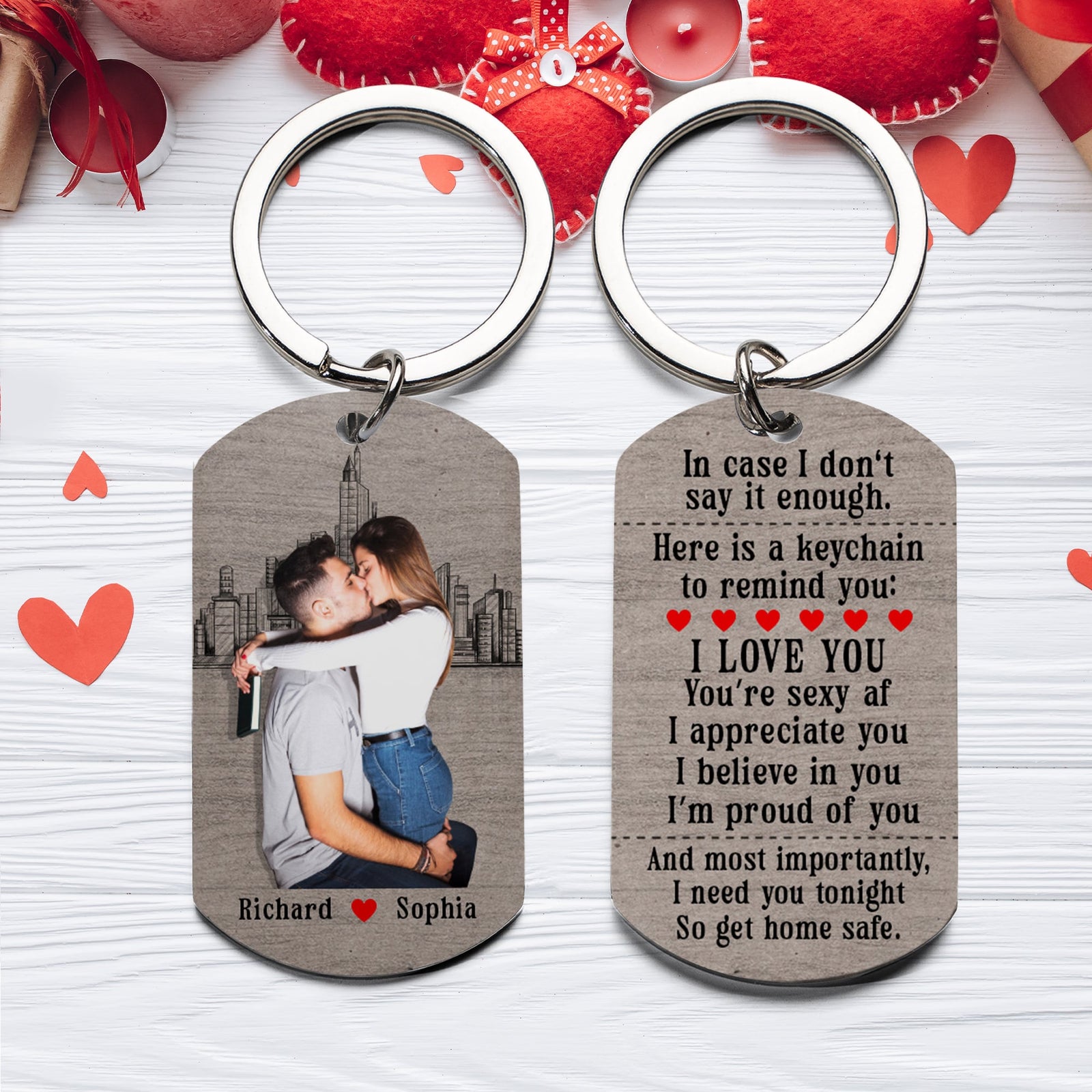 I Need You Tonight So Get Home Safe-Custom Photo Stainless Steel Keychain- Couple Keychain - Keychains - GoDuckee