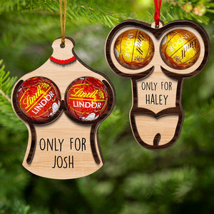 Couple Chocolate Holder-Personalized Wood Ornament-Christmas Gift For Couple- Funny Couple Ornament - Ornament - GoDuckee