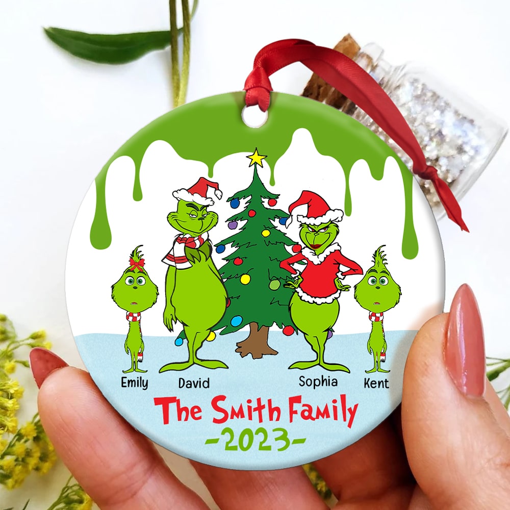 Family-Personalized Ceramic Circle Ornament-Gift For Family- Christmas Gift-02htqn181023 - Ornament - GoDuckee