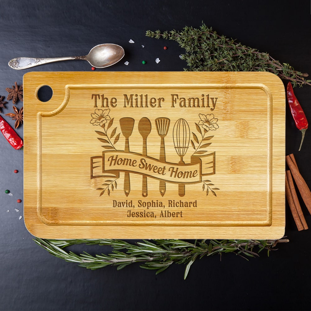 Home Sweet Home- Personalized Engraved Cutting Board-Gift For Family - Home Decor - GoDuckee