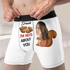 Wanna Taste My Secret Stash Of Nuts, Custom Couple Photo Men & Women Boxer Briefs, Gift For Couple, Valentine's Gifts - Boxer Briefs - GoDuckee