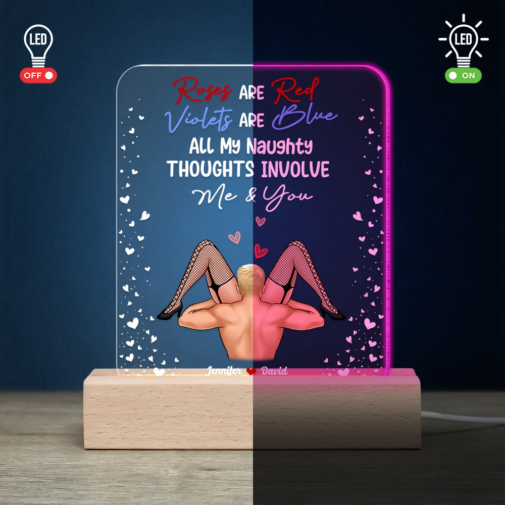 Couple, All My Naughty Thoughts Involve Me and You, Personalized Led Light, Couple Gifts - Led Night Light - GoDuckee