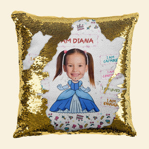Custom Kid Face 04NATN281223HA Princesss Square Glitter Pillow, Gift For Kid - Pillow - GoDuckee