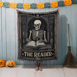 The Reader, Personalized Woven Blanket, Halloween Gifts For Book Lovers, 01HUPO230923 - Blanket - GoDuckee