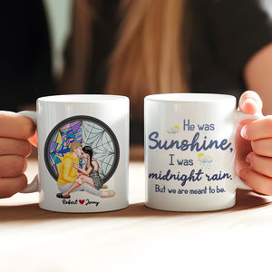 Cause He Was Sunshine, I Was Midnight Rain, Personalized Coffee Mug, Couple Gifts, Valentine Gifts - Coffee Mug - GoDuckee