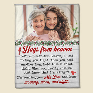 Hug From Heaven, Custom Photo Memorial Blanket, Christmas Gift For Family - Blanket - GoDuckee