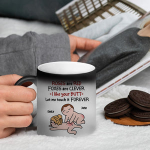 Let Me Touch Your Butt Forever, Personalized Funny Couple Mug, Gift For Couple - Magic Mug - GoDuckee