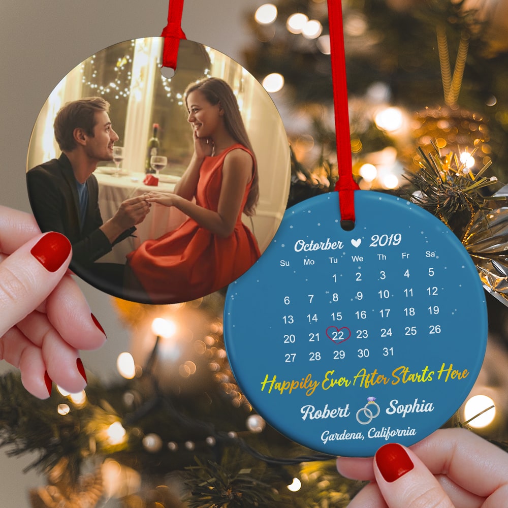 The Couple, Happily Ever After Custom Photo Ornament, Christmas Gifts For Couple - Ornament - GoDuckee