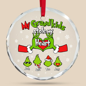 Personalized Gifts For Grandma Crystal Ornament, Green Monster Heart Hand 01natn220824 - Ornament - GoDuckee