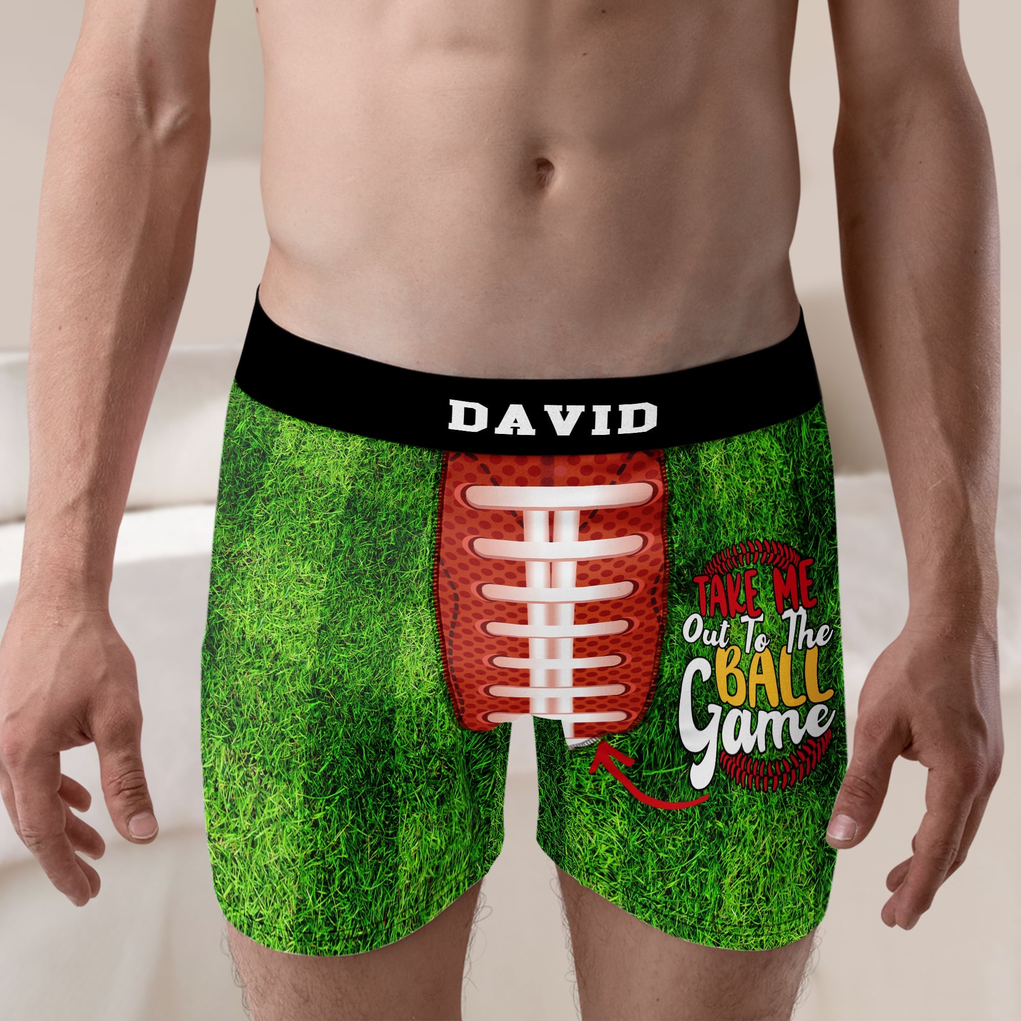 Take Me Out To The Ball Game, Boxer for Football Lover, Men Boxer Briefs, Gift For Football Lover - Boxer Briefs - GoDuckee