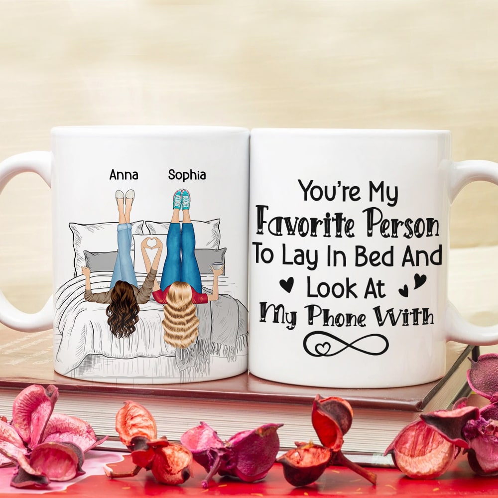 Best Friend, You're My Favorite Person, Personalized Mug, Friends Lying Feet Up Mug, Gift For Friends - Coffee Mug - GoDuckee