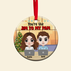 You're The Jim To My Pam, Personalized Office Couple Ornament, 02NATN270923HH, Christmas Gift For Couple - Ornament - GoDuckee