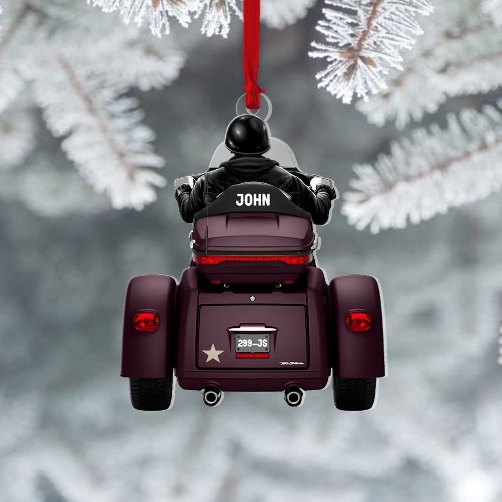 Biker Man Back Riding Motorcycle, Personalized Acrylic Ornament, Christmas Gift For Biker, Motorcycle Lovers, 04NAPO120923 - Ornament - GoDuckee