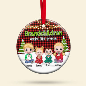 Grandchildren Make Life Grand, Personalized Christmas Ornament, Gift For Family, Cute Kids - Ornament - GoDuckee