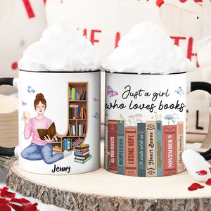 Just A Girl Who Loves Books, Personalize Accent Mug, Gifts For Book Lover - Coffee Mug - GoDuckee