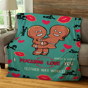 Personalized Blanket - Naughty Gingerbread Couple Blanket - Christmas Gift For Couple - 01NAPO171123DA - Blanket - GoDuckee