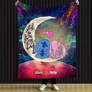 I Love You To The Moon And Back, Couple Gift, Personalized Blanket, Cartoon Dog Couple Blanket 02QHHN030124-4 - Blanket - GoDuckee