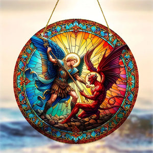 St. Michael The Archangel Suncatcher Acrylic Stained Glass Window Hanging Ornament 12ACXX270824 - Ornament - GoDuckee