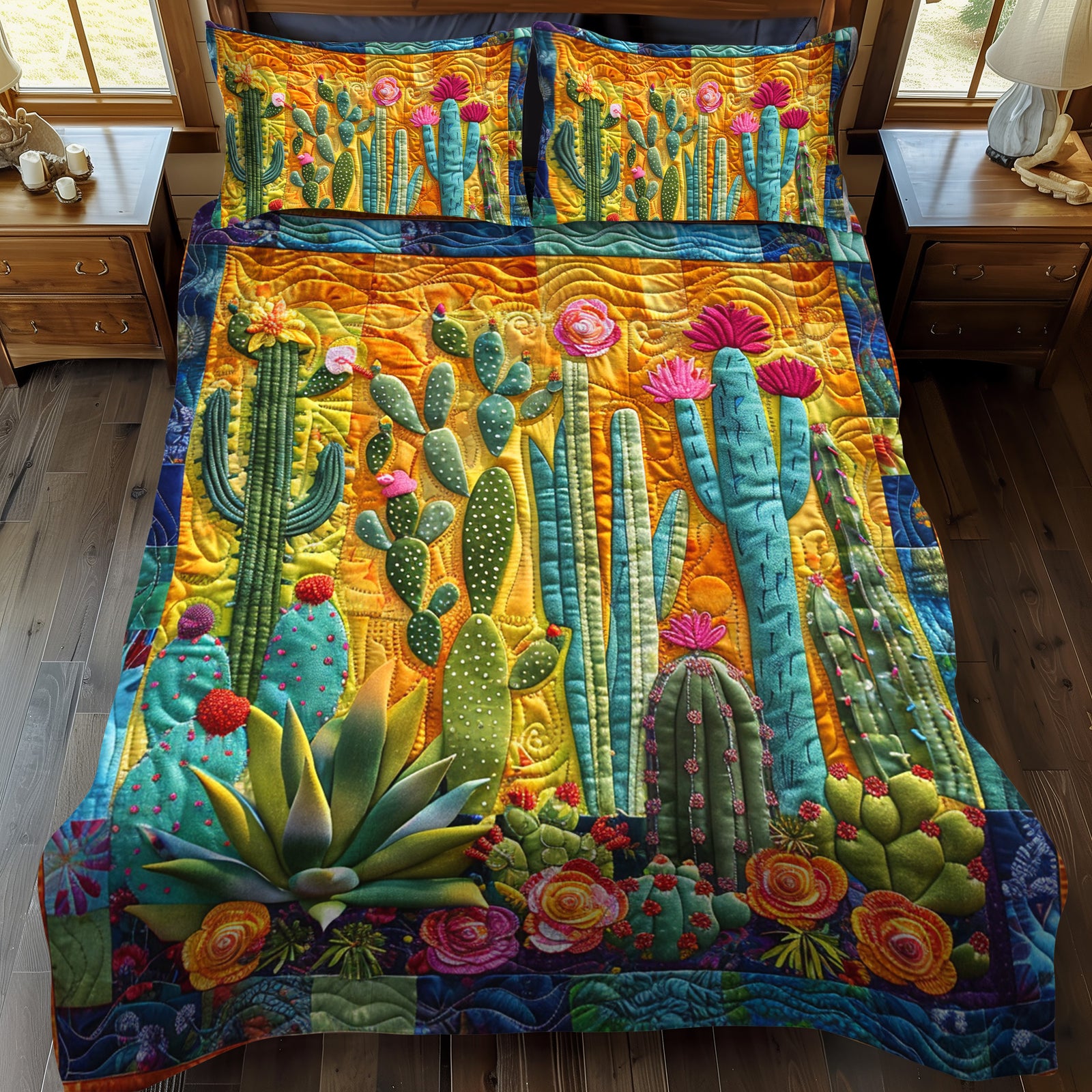 Gifts For Cactus Lovers Quilt Bed Set Exquisite Desert - Blanket - GoDuckee